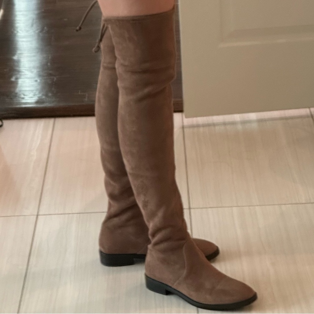 Stuart Weitzman Jocey Suede Over-the-Knee Boots Taupe Brown Size 8